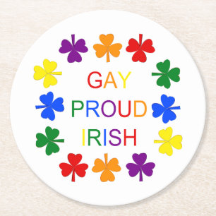 Gay Proud Irish LGBT Rainbow Shamrocks Underlägg Papper Rund