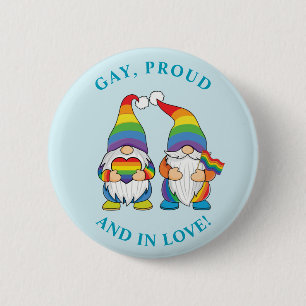 Gay, Proud och i Kärlek - två Rainbow Boy Gnomes Knapp