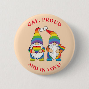 Gay, Proud och i Kärlek - två Rainbow Boy Gnomes Knapp