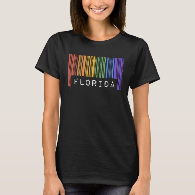 Gay Queer Barcode Pride Florida Aesthetic LGBTQ Fl T Shirt (Framsida)