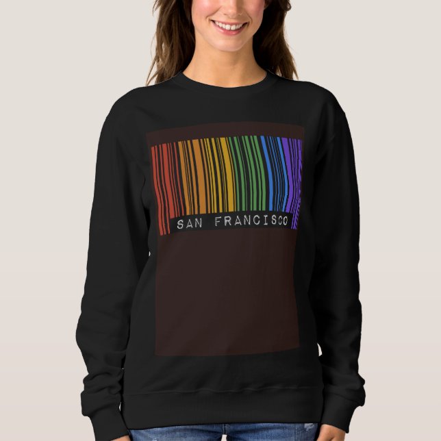 Gay Queer Barcode Pride San Francisco California A T Shirt (Framsida)