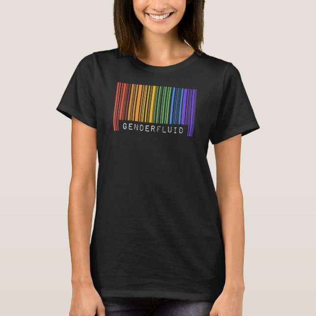 Gay Queer Barcode-Pridet Genderfluid Aesthetic Lgb T Shirt (Framsida)