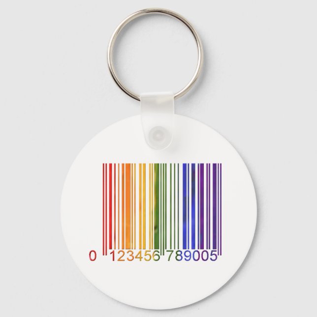 Gay Rainbow Barcode 2 Nyckelring (Framsida)