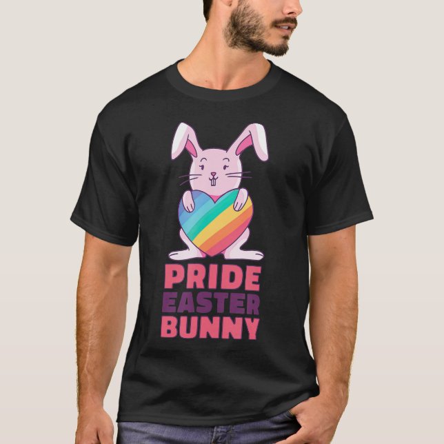 Gay Rainbow design Bunny for Pride Påsk Rabbit T Shirt (Framsida)