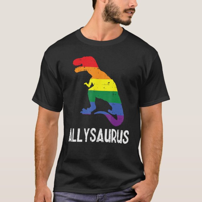 Gay Rainbow Dino Trex Ally Saurus Lgbt Flag Boys T T Shirt (Framsida)