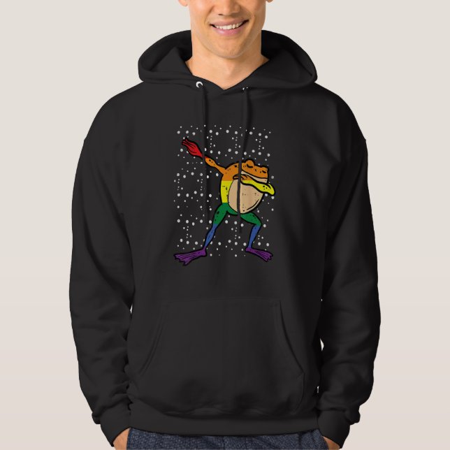 Gay Rainbow Frog Dab Pride Month Lgbt Ally Kids Bo Hoodie (Framsida)
