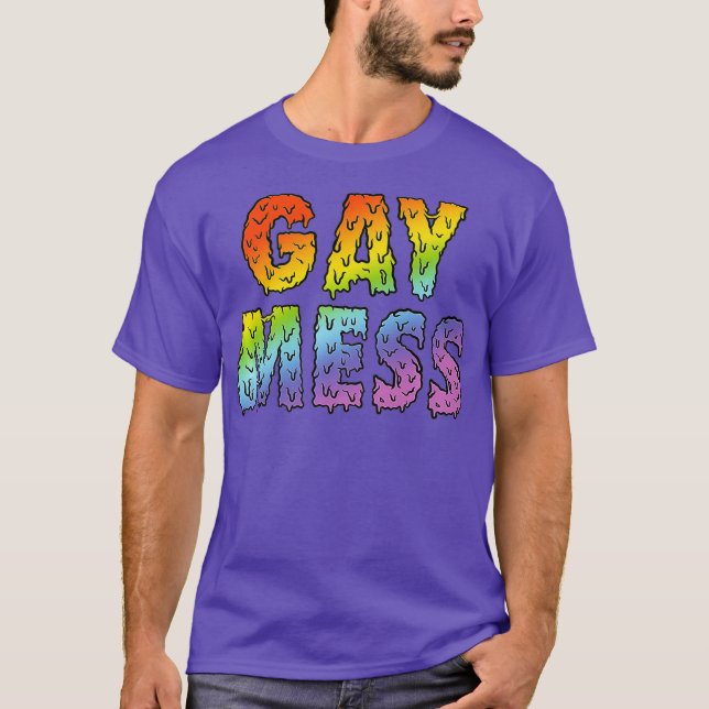 Gay  Rainbow Funny Messy Queen Pride Premium T Shirt (Framsida)