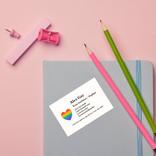 Gay Rainbow Heart LGBTQ Pro Visitkort