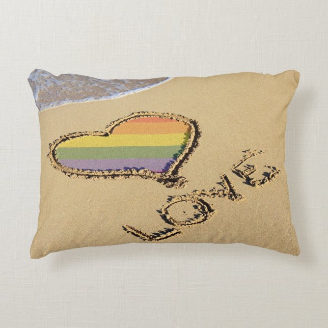 Gay Rainbow Kärlek hjärta i and Prydnadskudde (Framsidan)