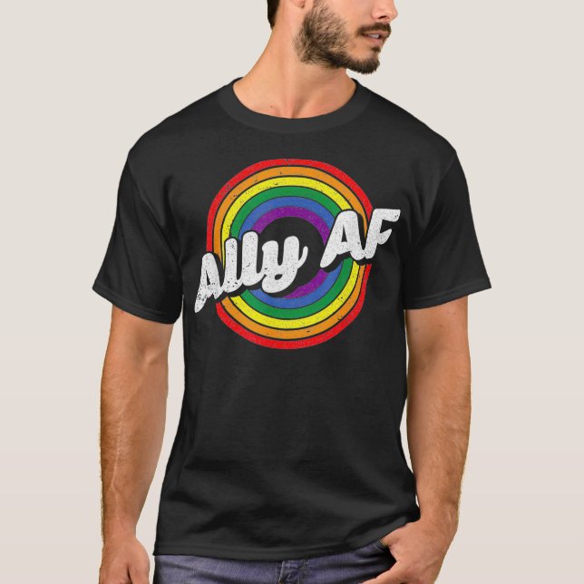 Gay Rainbow Pride Ally Af Lgbt Awareness Flagga Eq T Shirt (Framsida)