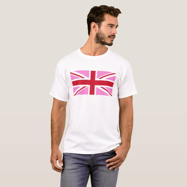 Gay Rosa UK Pride Flagga T Shirt (Hel framsida)