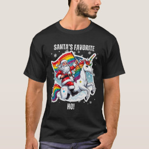 Gay Santa Riding Unicorn Favorite Ho Funny Lgbt Ch T Shirt