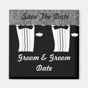 GAY Save Date Black and White Bröllop Magnets Magnet