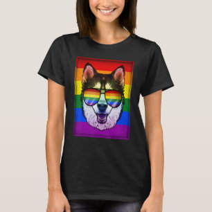 Gay Siberian husky Hund Rainbow Lgbt Pride Flagga  T Shirt