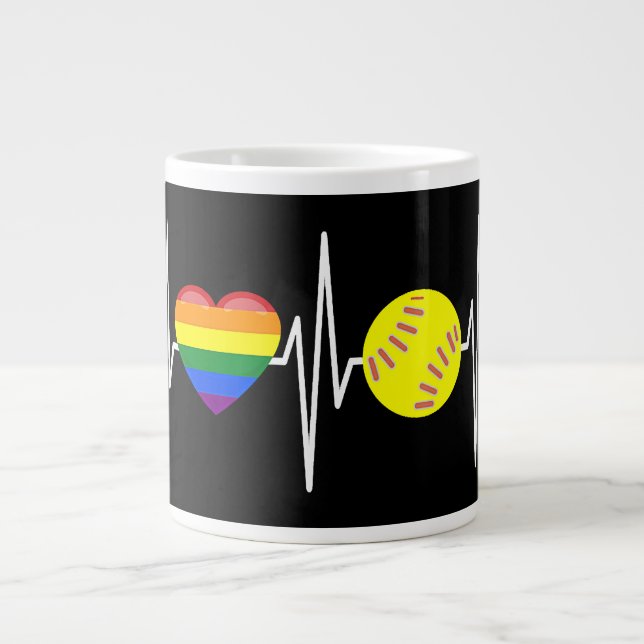Gay Softball Shirt Softball Player Gay Pride LGBTQ Jumbo Mugg (Framsidan)