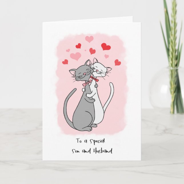 Gay Son & Make Valentiness Cute Cats Card Kort (Framsida)