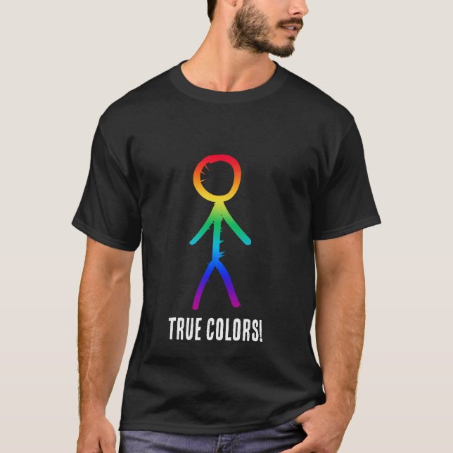 Gay Stick figur, Rainbow Färg, HBT TQ+ T Shirt (Framsida)