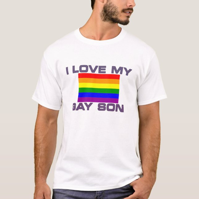 Gay Support l kärlek min homosexuella son-regnbåge T Shirt (Framsida)