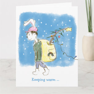 Gay themed jul Rabbit with träd Tack Kort