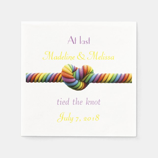 Gay Tied Knot Bröllop Napkins Pappersservett (Framsidan)