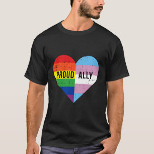 Gay Trans Transgender Heart Rainbow Flagga Coola L T Shirt