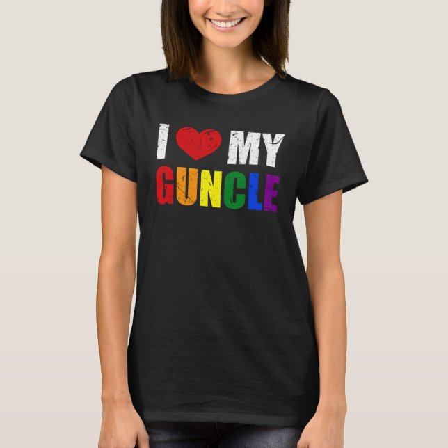 Gay Uncle Guncle Pride Month LGBT homosexual Rainb T Shirt (Framsida)