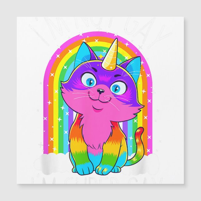 Gay Unicorn Cat HBT Pride Flagga Jag är inte Gay j (Framsida)
