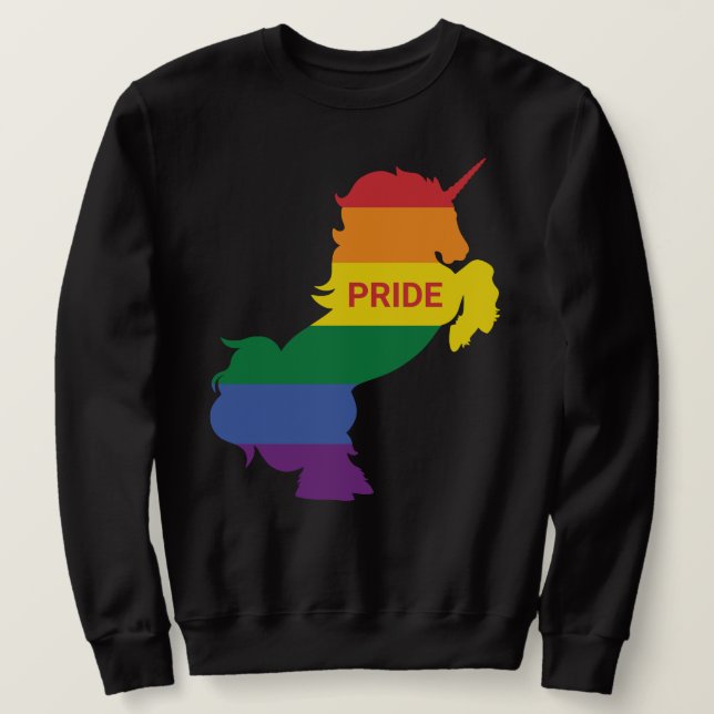 Gay Unicorn Lång Ärmad Tröja (Design framsida)