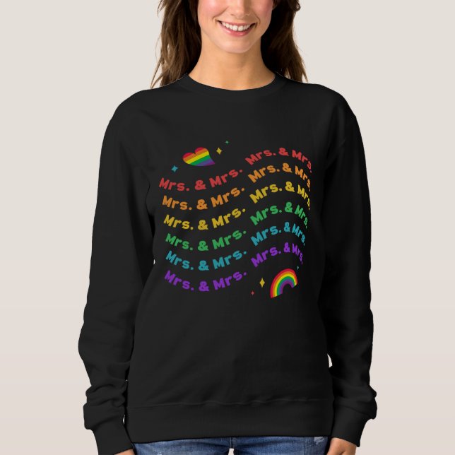 Gay Wedding Marriage  Mrs & Mrs Rainbow T Shirt (Framsida)