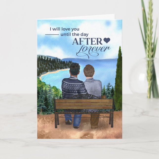 Gay Young Interrasal Couple-årsdag Kort (Framsida)