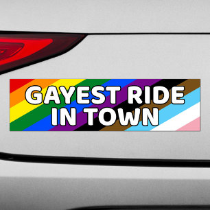 Gayaste Åktur I Stan HBTQ Regnbågsränder Pride Bildekal