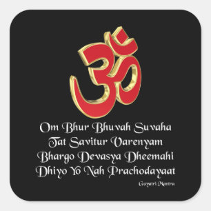 Gayatri mantra fyrkantigt klistermärke