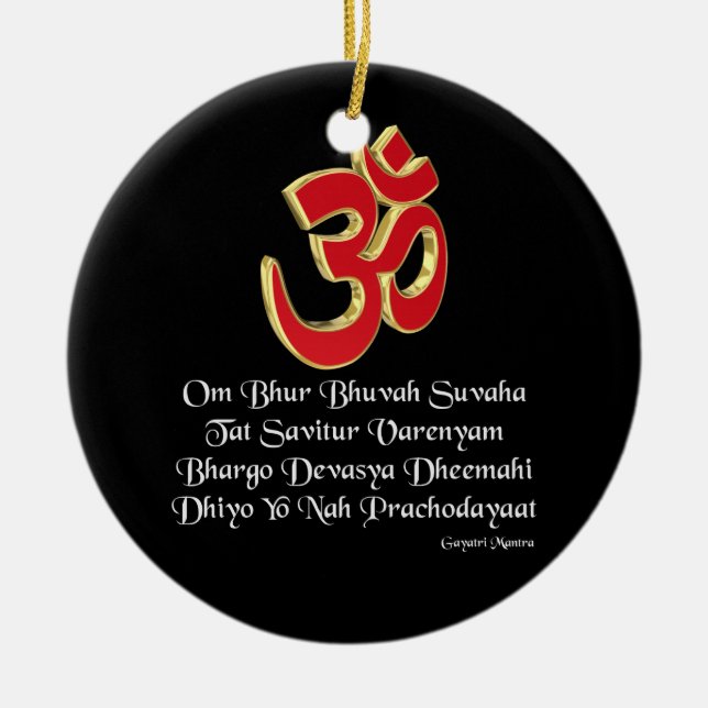 Gayatri mantra julgransprydnad keramik (Framsidan)