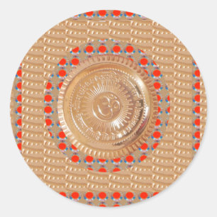 GAYATRI Mantra n OmMantrasymbol med inbäddad GULD Runt Klistermärke