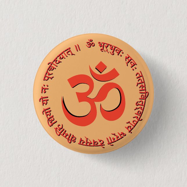 Gayatri Mantra "Om Bhur Bhuva Swah" Knapp (Framsida)