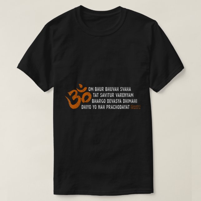 Gayatri Mantra Om Symbol Andlig indisk sanskrit T Shirt (Design framsida)