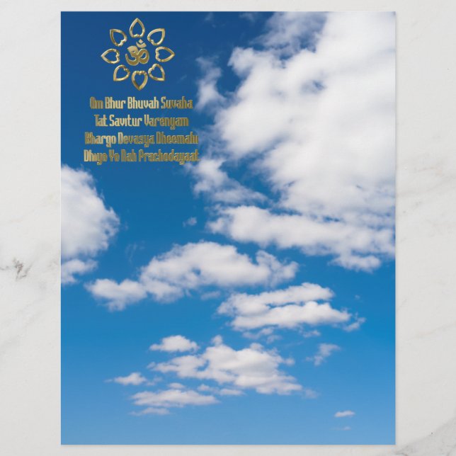 Gayatri mantra reklamblad (Framsidan)