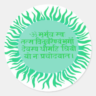 Gayatri Mantra Runt Klistermärke