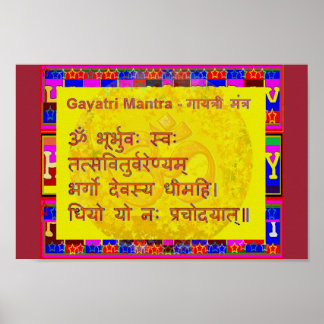 Gayatri Mantra Script Sanskrit Andlig Chant Poster