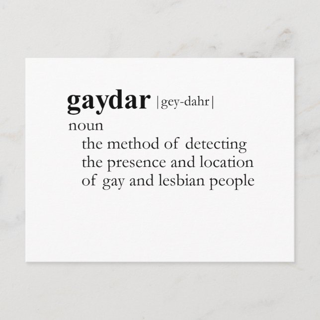 GAYDAR (definition) Vykort (Framsida)