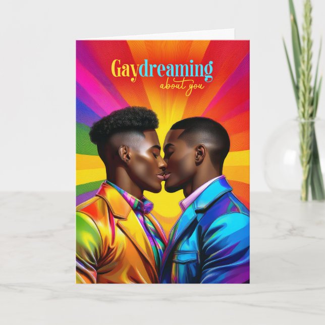 Gaydreaming African American Gay Rainbow Kärlek Kort (Framsida)
