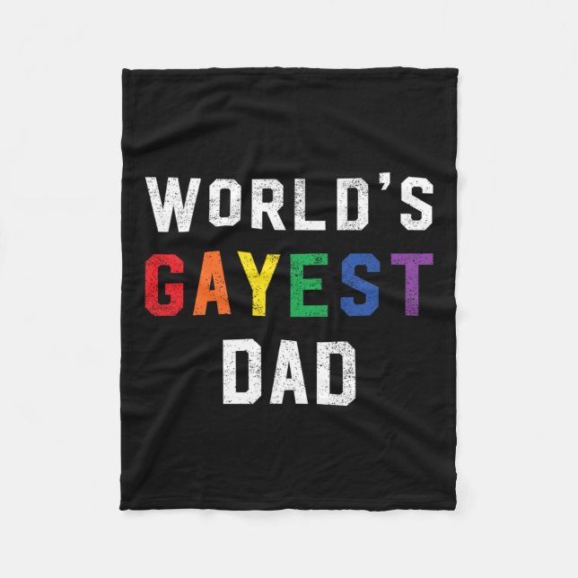 Gayest Pappa Cute Gay pride Lgbt Fars dag Fleecefilt (Framsidan)