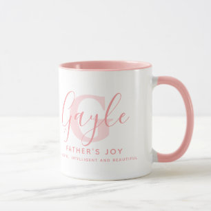 Gayle namn betydelse och monogram i mjuk rosa text mugg