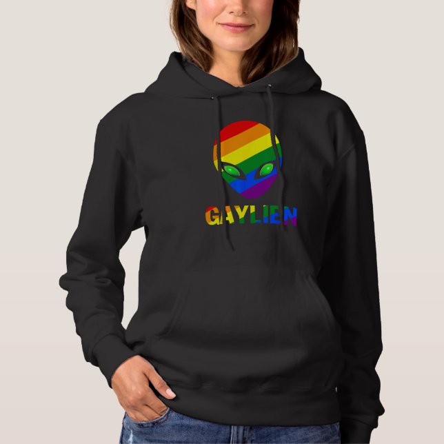 Gaylien Gay Alien Pride LBGT Rainbow UFO Flag Gayl T Shirt (Framsida)