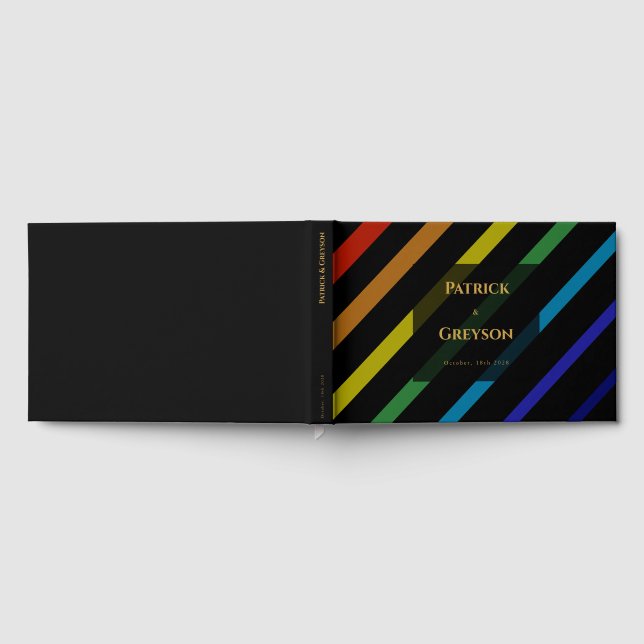 Gaymans bröllop Elegant regnbåge Gästböcker (Full)