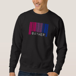 Gaymer Bisexual Pride Flagga Barcode Video Games N Lång Ärmad Tröja