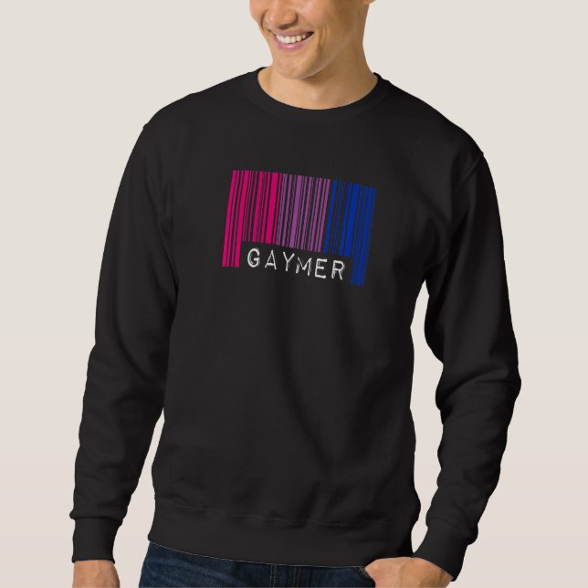 Gaymer Bisexual Pride Flagga Barcode Video Games N Lång Ärmad Tröja (Framsida)