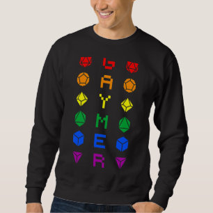 Gaymer D20 Rainbow Dice Lgbt Pride Gay Gamer Lång Ärmad Tröja