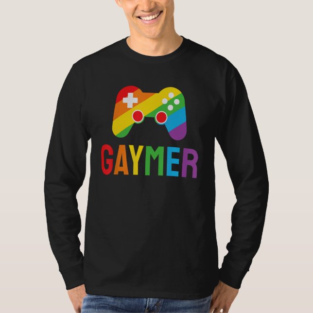 Gaymer Funny Gaming Lover LGBTQ+ Gay Gamer Rainbow T Shirt (Framsida)