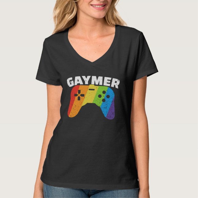 GayMer Gay Flag In Controler LGBT Gay transgender  T Shirt (Framsida)